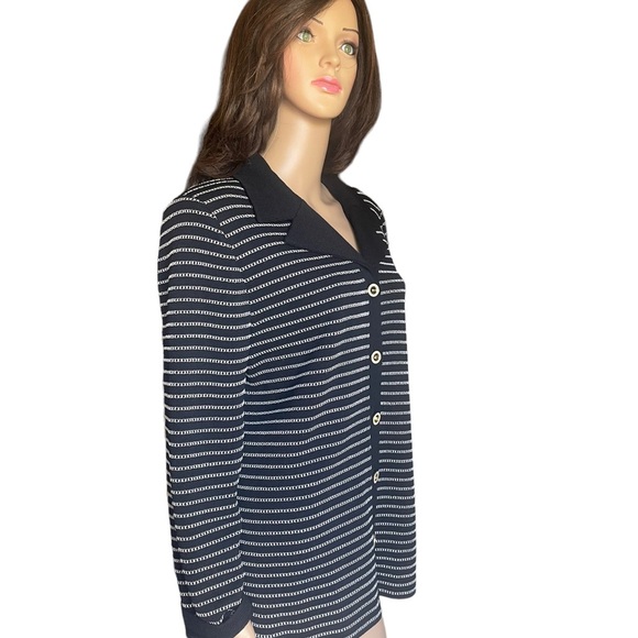St. John collection black/White cardigan large jacket size 14 - Picture 2 of 10